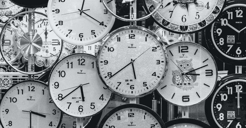 Scheduling - Black And White Photo Of Clocks